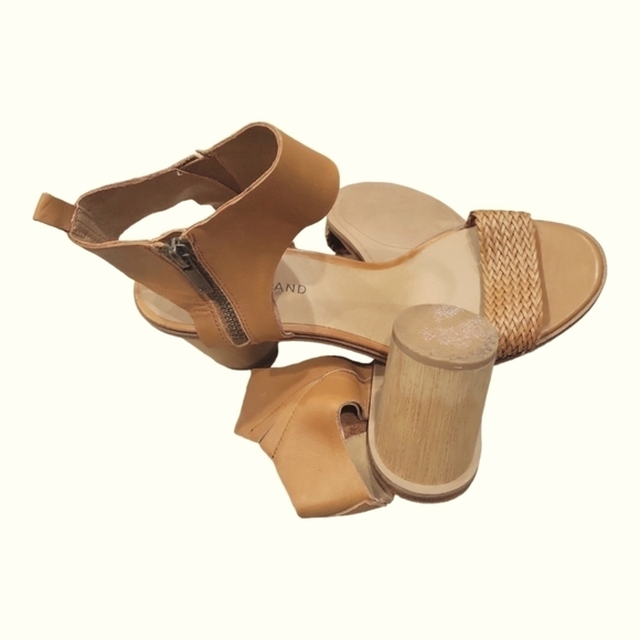 Lucky Brand Women's Tan Leather Pomee Buff Ankle Strap Wood Block Heels Size 9 - Picture 8 of 9